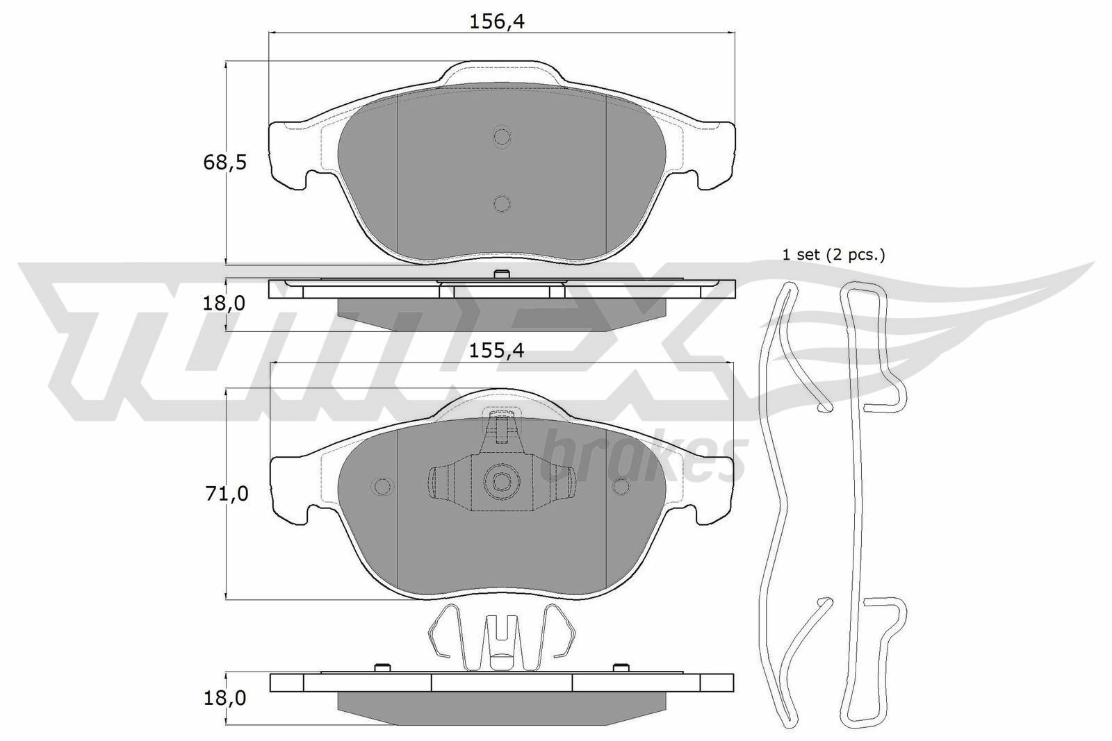 Sada brzdových destiček, kotoučová brzda TOMEX Brakes